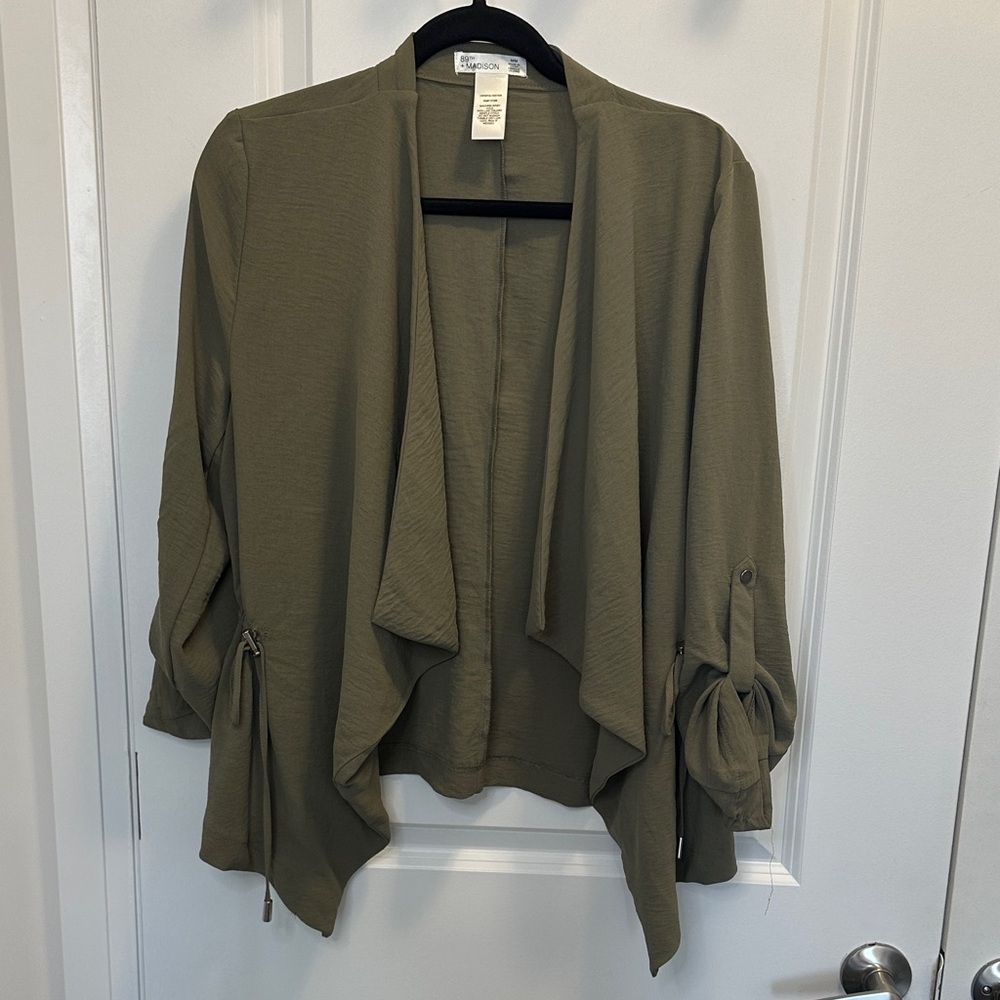 Chic Olive Green Cardigan with Accents